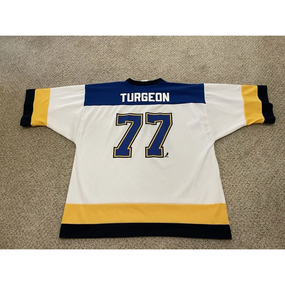 Vintage LOGO ATHLETICS TURGEON St Louis Blues Hockey Jersey NHL Men's XLarge